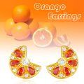 wholesale 925 Sterling Silver Plated Gold  Orange Stone Flower Stud Earrings for Women-0-5