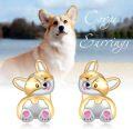 wholesale 925 Sterling Silver Corgi Puppy Dog Stud Earrings for Women - Pet Lover Gift Ideas-0-3