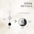 wholesale 925 Sterling Silver Black Onyx Witch's Knot Dangle Drop Leverback Earrings -0-4