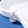 wholesale 925 Sterling Silver Purple Crystal Tree of Life Pendant Necklace with Swing Charm for Sisters and Brothers Gifts-0-3