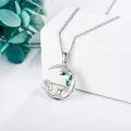 wholesale 925 Sterling Silver Moon Pendant Necklace with Ducks and Emerald Gemstones for Women Girls Mothers Day Gift-0-3