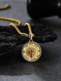 wholesale Gold 925 Sterling Silver Round Cross Pendant with Red Enamel and Cubic Zirconia - Catholic Religious  for Women Men-0-1
