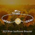 wholesale 925 Sterling Silver Sunflower Bracelet for Women Infinity Link Graduation Jewelry-0-4