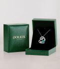 wholesale 925 Sterling Silver Genuine Turquoise and Cubic Zirconia Heart Mother's Day Gift Necklace-0-6