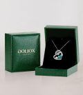 wholesale 925 Sterling Silver White Gold Plated Mother Child Heart Turquoise Pendant Necklace-0-6