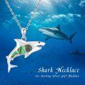 wholesale 925 Sterling Silver Abalone Shell Shark Pendant Necklace for Women Ocean Animal  45cm Chain Length-0-4