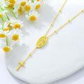 wholesale Gold 925 Sterling Silver Guadalupe Virgin Mary Cross Pendant Chain Necklace 24-0-4