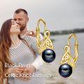 wholesale 925 Sterling Silver Black Pearl Celtic Knot Leverback Hoop Earrings for Women-0-11