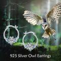wholesale 925 Sterling Silver Owl Flower Blue Stone Huggie Hoop Earrings Gift for Women-0-5