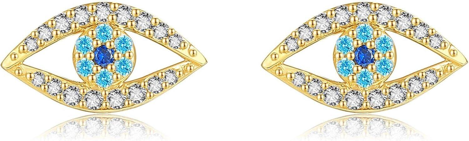 wholesale 14K Gold Evil Eye CZ Stud Earrings - Christmas Gift Ideas for Her-0-0