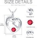 wholesale 925 Sterling Silver Birthstone Crystal Horse Heart Necklace Women s Jewelry Gift-0-23