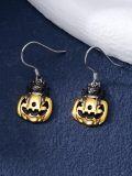 wholesale 925 Sterling Silver Halloween Pumpkin Bat Skull Drop Dangle Earrings for Women-0-1