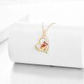 wholesale 14K Gold Red Enamel Cardinal Heart Pendant Necklace for Women - Always in My Heart Angel Memorial s-0-3