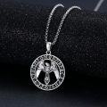 wholesale 925 Sterling Silver Norse Mythology Raven & Mjolnir Pendant Necklace with Runes for Men Women Viking s-0-1