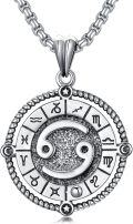 wholesale Sterling Silver Stone Zodiac Necklace 12 Constellation Horoscope Pendant-0-30