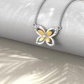 wholesale 925 Sterling Silver Gold Plated Cubic Zirconia Butterfly Pendant Necklace for Women Gifts for Mom Wife Girlfriend Daughter Sister Friends-0-3