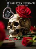 wholesale 925 Sterling Silver Cubic Zirconia Skull Couple Necklace Halloween Gift for Women Men-0-5