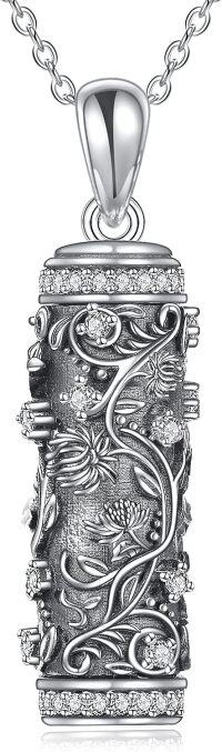 wholesale S925 Sterling Silver & Zircon Chrysanthemum Urn Necklace - November Birth Flower Cremation Jewelry for Ashes, 1.34 Pendant, 18 Chain, Gift Box-11-Chrysanthemum