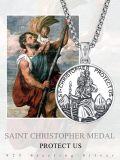 wholesale 925 Sterling Silver St Christopher Protectus Pendant Necklace for Men with 3+2 Extender Chain-0-5