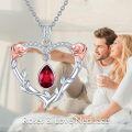 wholesale 925 Sterling Silver Gold Plated Red Crystal Teardrop Flower Pendant Necklaces for Women Gifts-0-1