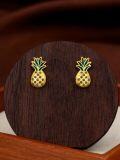 wholesale 925 Sterling Silver Pineapple Stud Earrings with Black Crystal Accents for Women-0-3