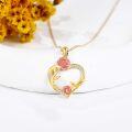 wholesale 14K Gold Pink Flower Heart Pendant Necklaces Valentines Gift Ideas for Her-0-1
