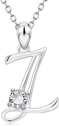 wholesale 925 Sterling Silver 26 Alphabet Pendant Necklace Jewelry-Letter Z