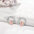 wholesale 925 Sterling Silver Rose Gold Plated Hen Charm Hoop Earrings for Women Girls Mothers Day Gift-0-3