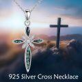 wholesale 925 Sterling Silver Abalone Shell Celtic Cross Pendant Necklace for Women Girls Christian-0-3