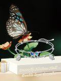 wholesale 925 Sterling Silver 925 Butterfly & Heart Opal Stone Adjustable Bracelet Gift for Women and Girls-0-5