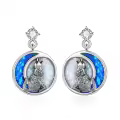 TOUPOP Sterling Silver Opal Wolf Earrings Moon Stud Jewelry Gifts for Women-0-0