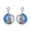 TOUPOP Sterling Silver Opal Wolf Earrings Moon Stud Jewelry Gifts for Women-0-0