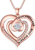 wholesale  18K Rose Gold Plated Sterling Silver & Moissanite Diamond Heart Necklace I Love You to The Moon and Back Gift for Women-0-0