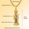 wholesale Gold 925 Sterling Silver Saint Jude Pendant Necklace with Cubic Zirconia and Black Stones Christian s for Men & Women-0-4