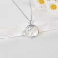 wholesale 925 Sterling Silver Round Abalone Shell Wave Design Pendant Necklace-0-2