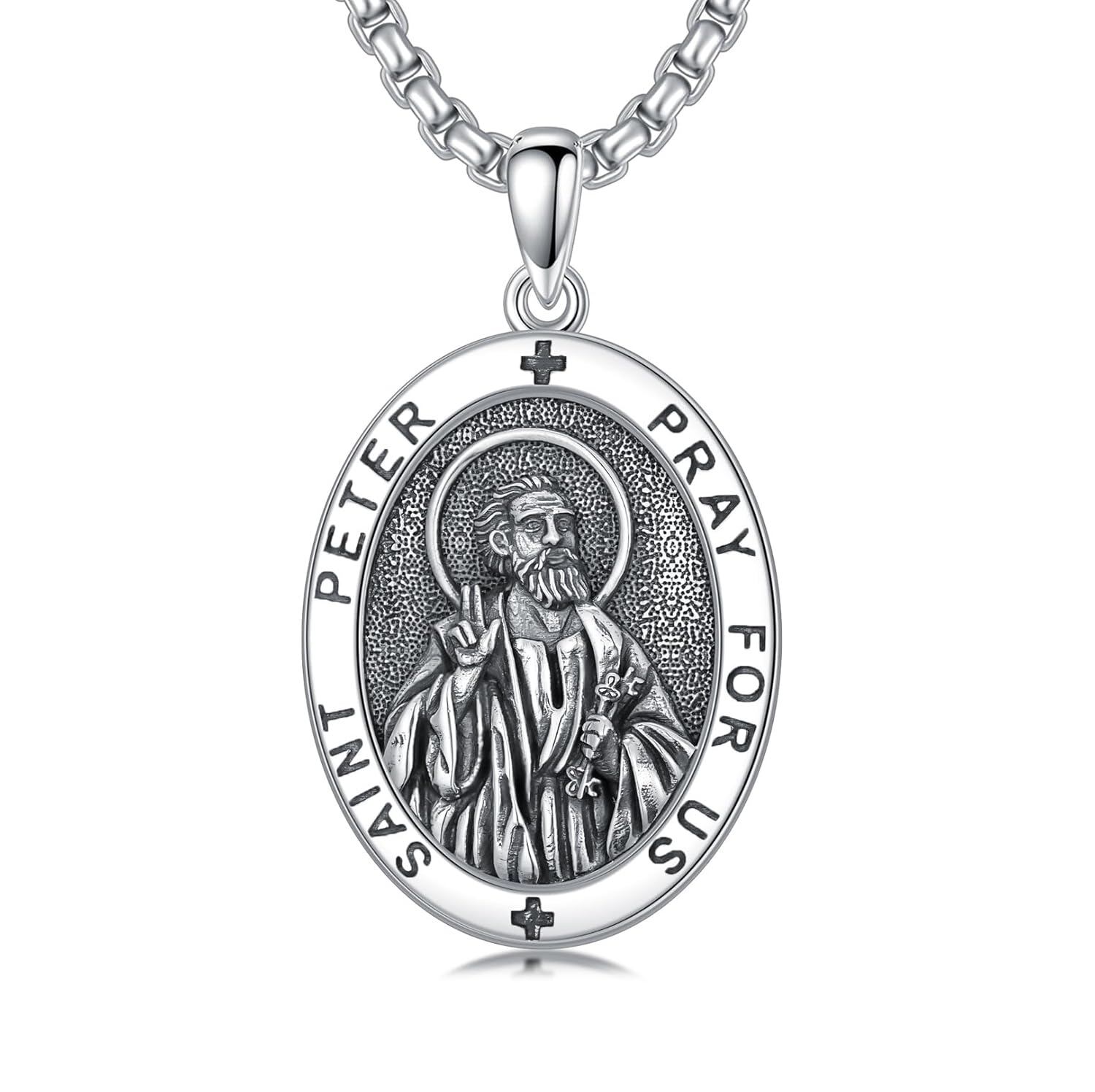 Wholesale 925 Sterling Silver Saint Peter Pendant Necklace For Men at ...