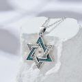 wholesale 925 Sterling Silver Turquoise Star of David Pendant with Yellow Stone and Chain for Women-0-1