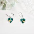 wholesale 925 Sterling Silver Green Leaves & Gold Snails Drop Earrings Gift for Her-0-3