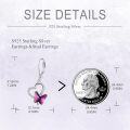 wholesale 925 Sterling Silver Heart-Shaped Pink Crystal Butterfly Drop Earrings for Women-0-4