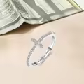 TOUPOP Sterling Silver Moissanite Personalized Engagement Cross Rings-0-2