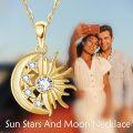 wholesale 925 Sterling Silver Gold Plated Moon & Sun Pendant Necklaces for Women Celestial s-0-1