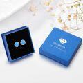 wholesale 925 Sterling Silver Blue Opal Round Heart Engraved Stud Earrings 10mm for Women Gift-0-3