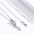 wholesale 925 Sterling Silver Mermaid Pendant with Blue Cubic Zirconia Summer Beach Theme Necklace for Women Girls Graduation Gifts-0-2