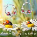 wholesale 925 Sterling Silver Ladybug Daisy Flower Huggie Hoop Earrings  for Women-0-5