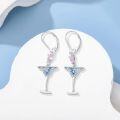 wholesale 925 Sterling Silver & 5A Zircon Red Wine Glass Gemstone Earrings, Elegant Gift for Women-0-1