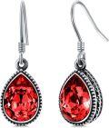 wholesale 925 Sterling Silver Multicolor Gemstone Simulated Birthstone Teardrop Dangle Earrings-0-0