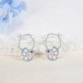 wholesale 925 Sterling Silver Sloth Hoop Earrings with Moonstone and Pink Enamel Accents for Women Girls s-0-2