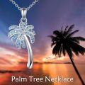 wholesale Rhodium Plated 925 Sterling Silver Palm Tree Pendant Necklace, Nickel-Free Hypoallergenic Jewelry Gift for Women-0-2