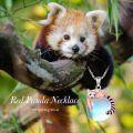 wholesale 925 Sterling Silver Red Panda Charm with Blue Agate Stone Pendant Necklace for Women-0-4