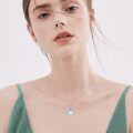 wholesale 925 Sterling Silver Moonstone Teardrop Pendant Necklace Platinum Plated Wire Wrapped Chain-0-3